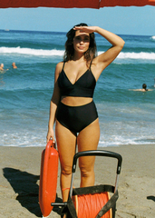 Flow top - deep black & olive green