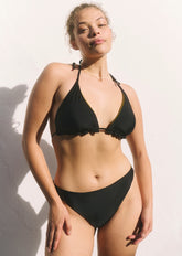 Joy top - deep black & olive green