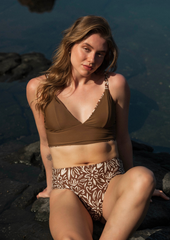 Flow top - floral & coffee