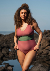 Extra long top - blush & sage