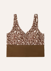 Extra long top - floral & coffee