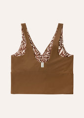 Extra long top - floral & coffee