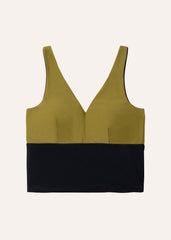 Extra long top - deep black & olive green