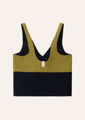 Extra long top - deep black & olive green