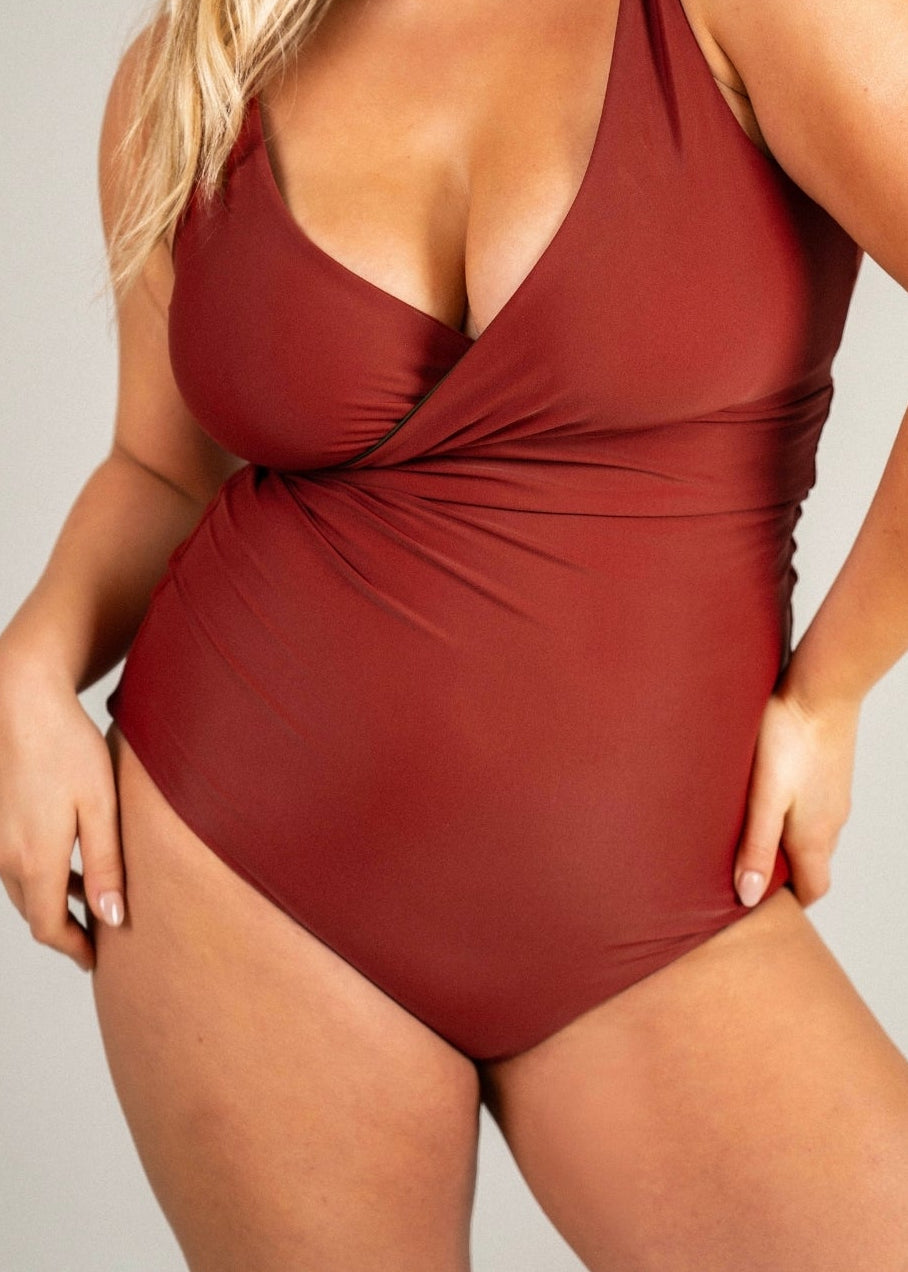 Extra high bottom more coverage - deep red & forest