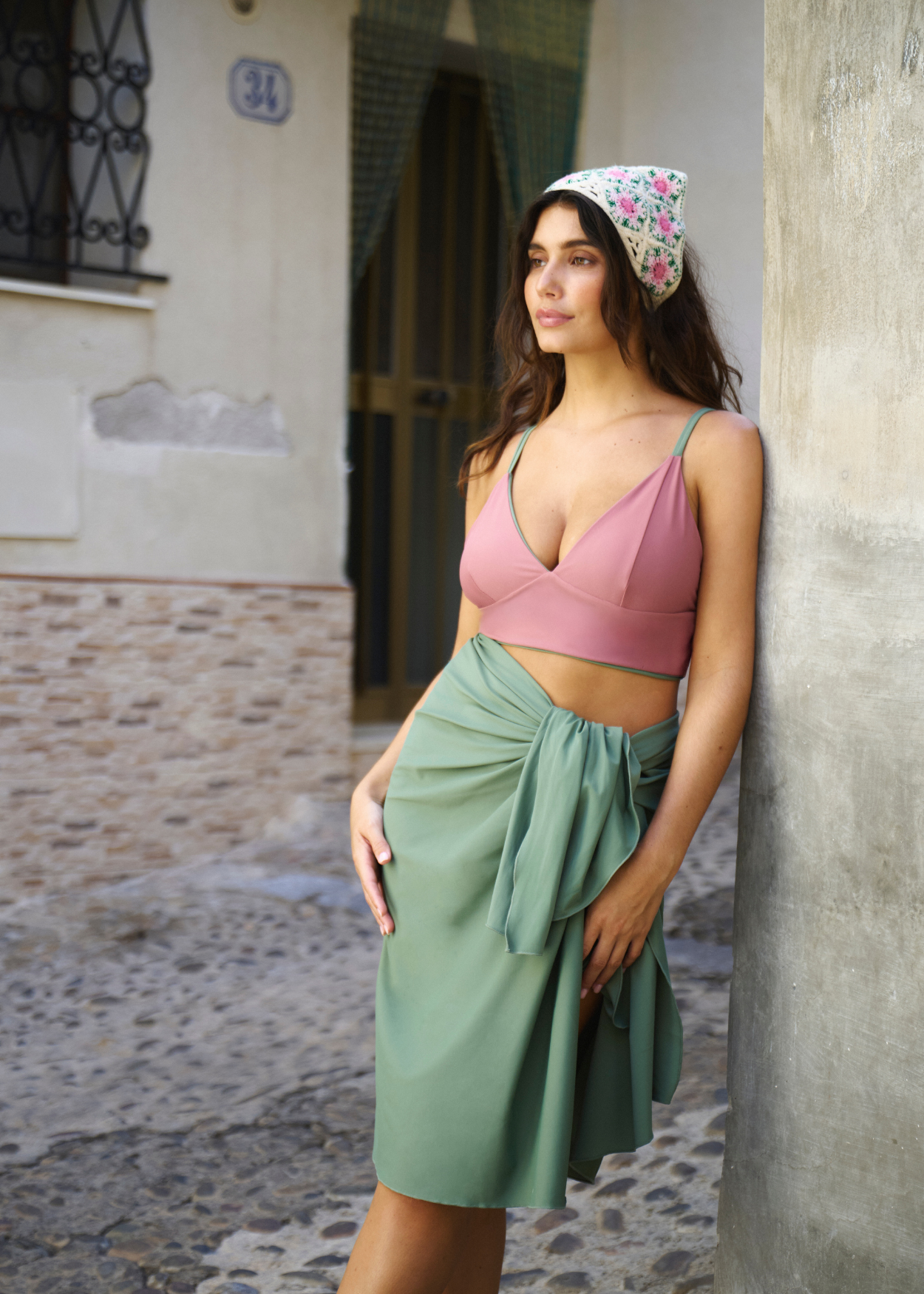 Flow top - blush & sage