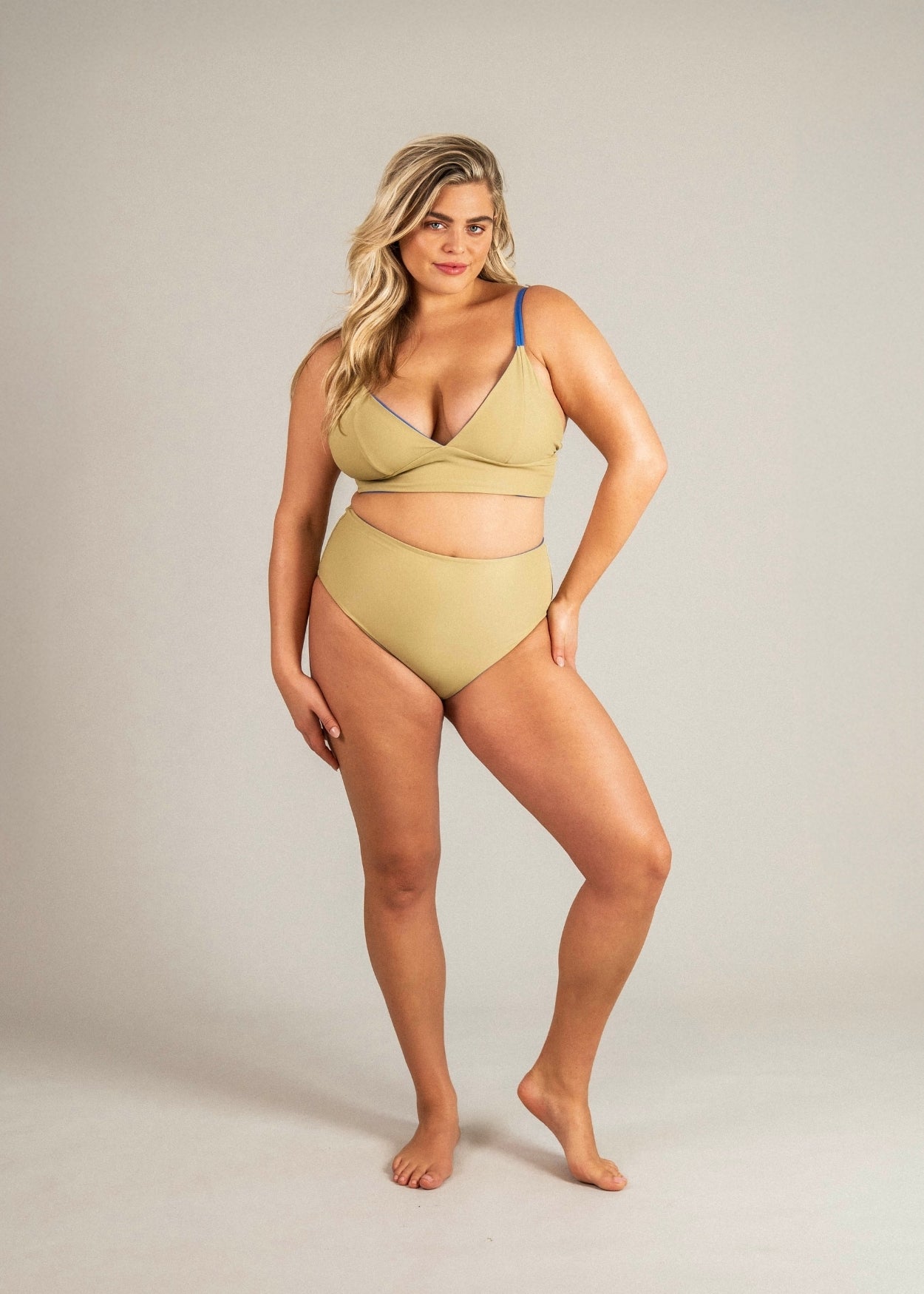 Flow top - desert kaki & blue