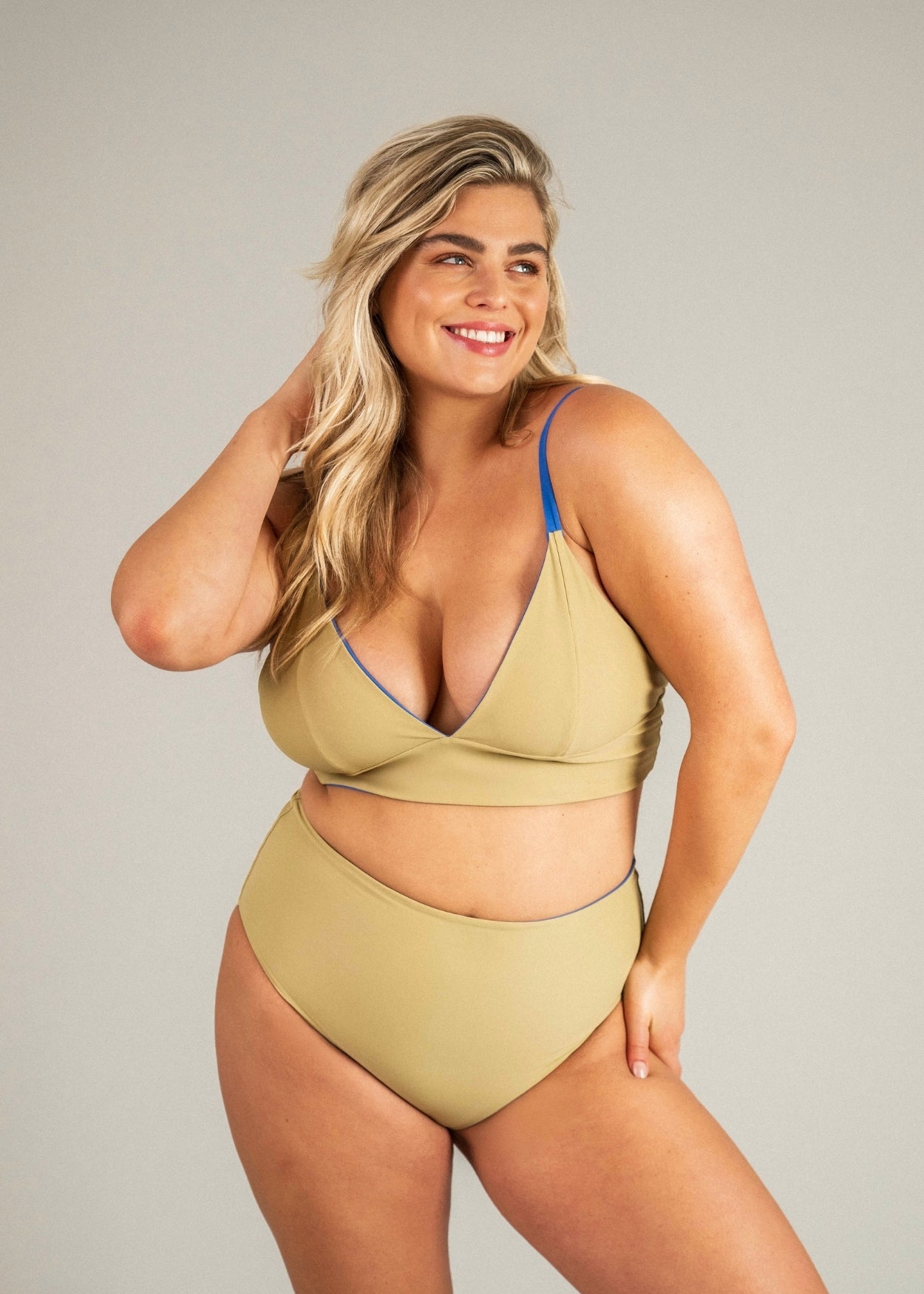 Flow top - desert kaki & blue