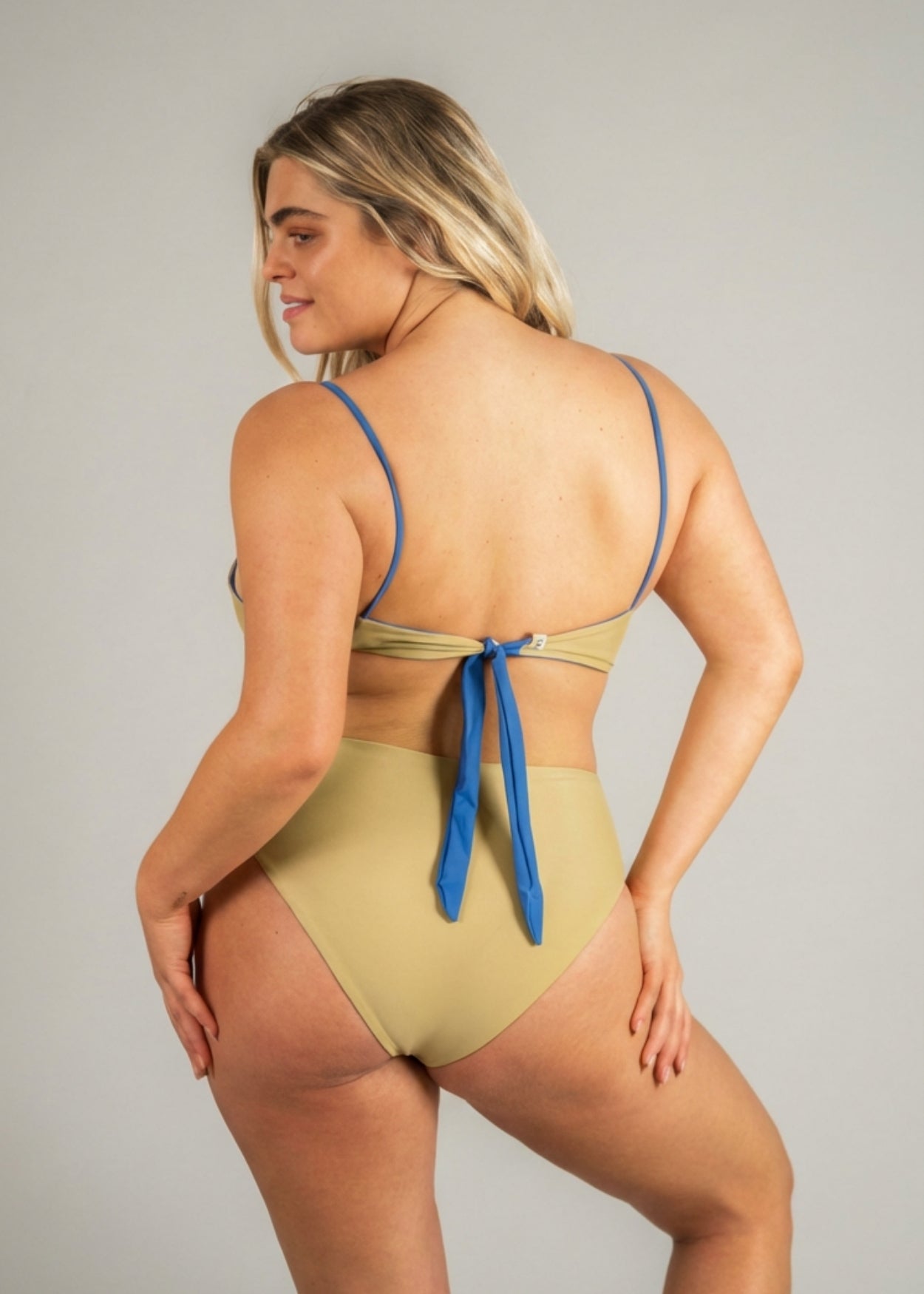 Mid high bottom - desert kaki & blue