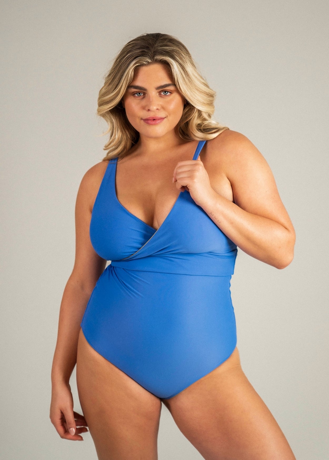 Balance top - desert kaki & blue